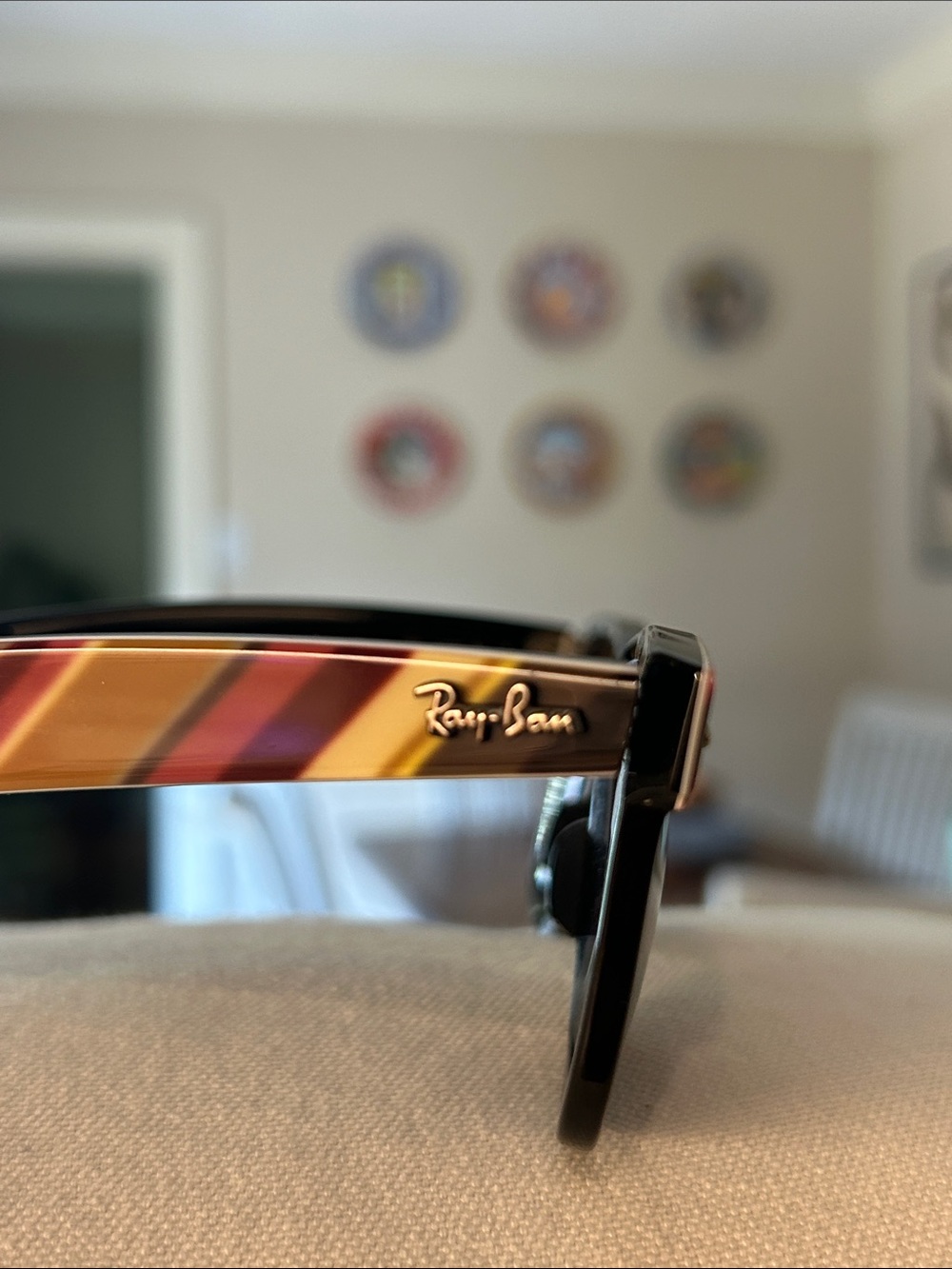 Ray-Ban Black Sunglasses with Yellow,Orange,Red &Purple Stripes (prescription)